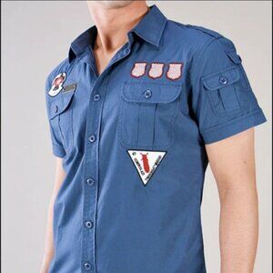 Rare Military Shirt with Patches Vintage -  Men Size S